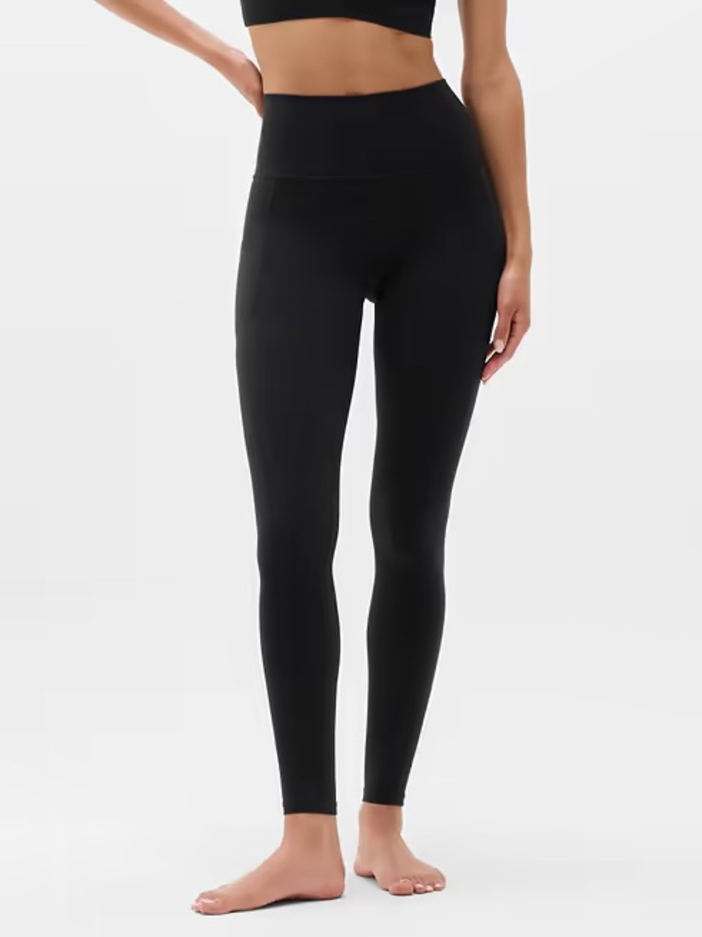Black High-Waisted Ribbed Athletic Leggings